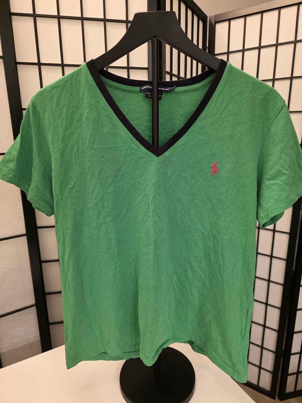 Polo by Ralph Lauren Women's Green V-Neck Short Sleeve Shirt ~ Size Large - Picture 6 of 9